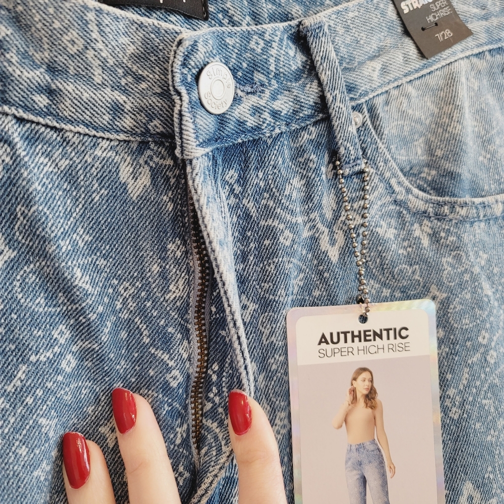 NWT Simple Society Super High Rise Straight Denim Jeans Women's Size 7/28 - Picture 6 of 13